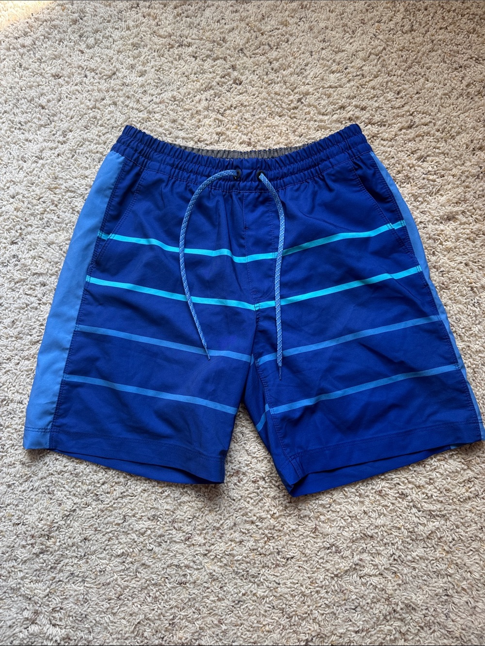 Hurley Men's Blue Striped Swim Trunks size Medium
